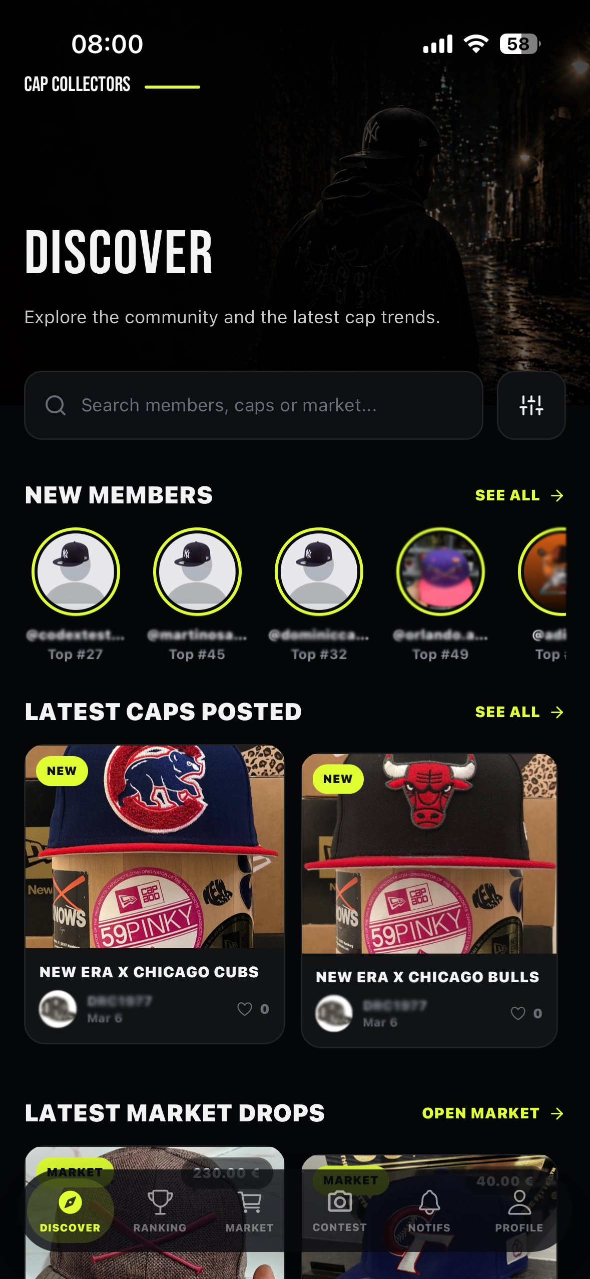 Cap Collectors discover screen